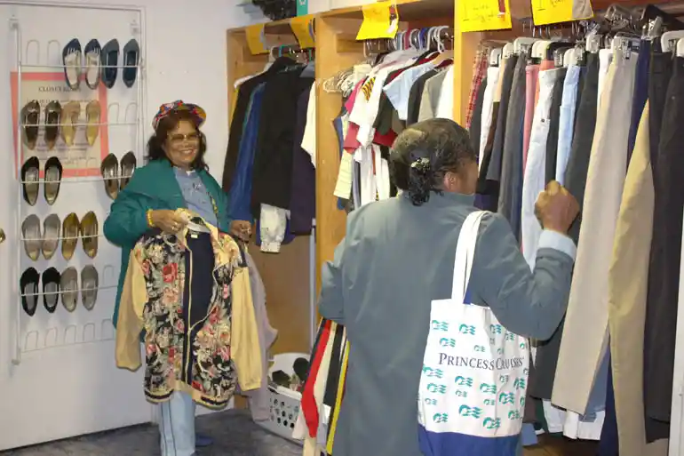 Women at clothing closet
